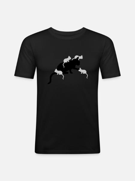 Many Kitten Mama Cat - Men's Slim Fit T-Shirt - black