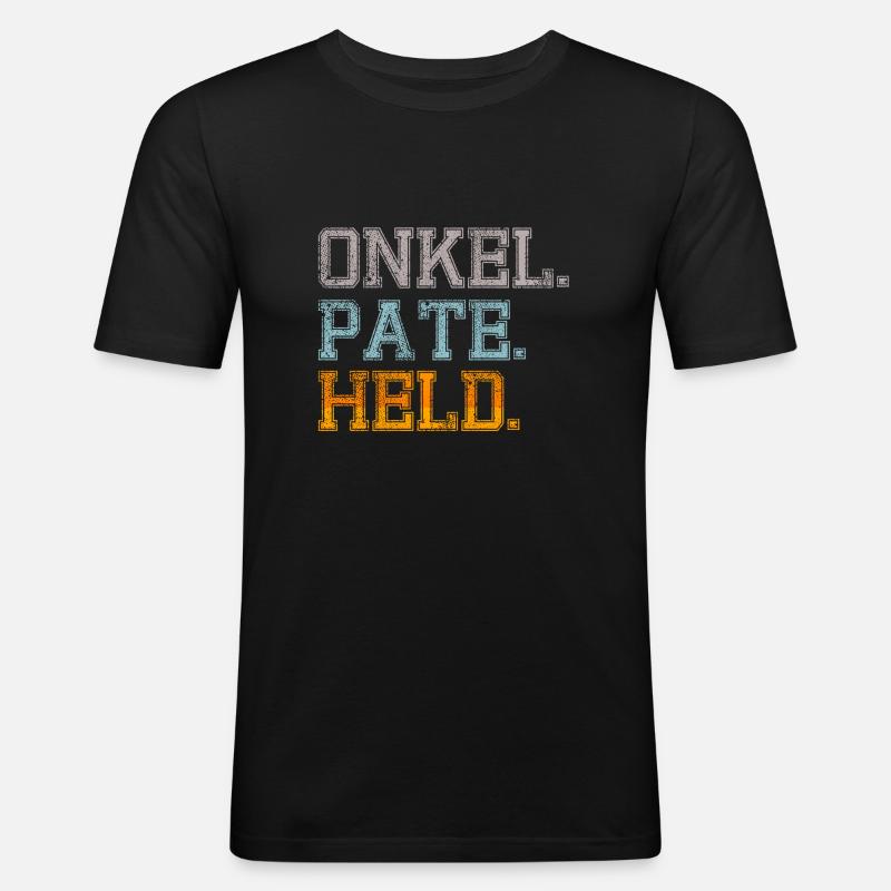 onkel pate held - Männer Slim Fit T-Shirt - Schwarz