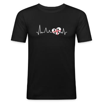 Sardinien Herzschlag Italien Urlaub - Männer Slim Fit T-Shirt - Schwarz - Vorne - Nik (191cm)