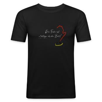 die Feder weiß - Männer Slim Fit T-Shirt - Schwarz - Vorne - Nik (191cm)