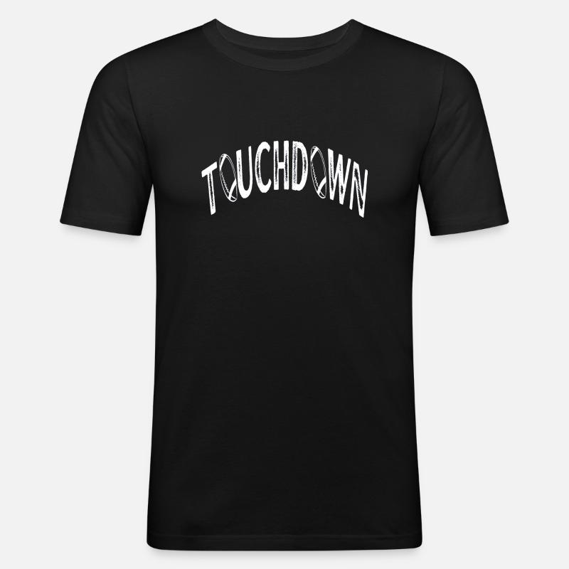 Touchdown - Männer Slim Fit T-Shirt - Schwarz