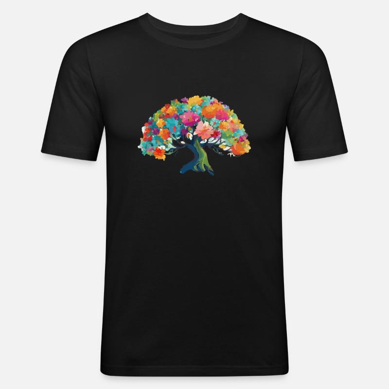 Baum - Männer Slim Fit T-Shirt - Schwarz