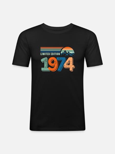 Limitierte Auflage 1974 - Männer Slim Fit T-Shirt - Schwarz