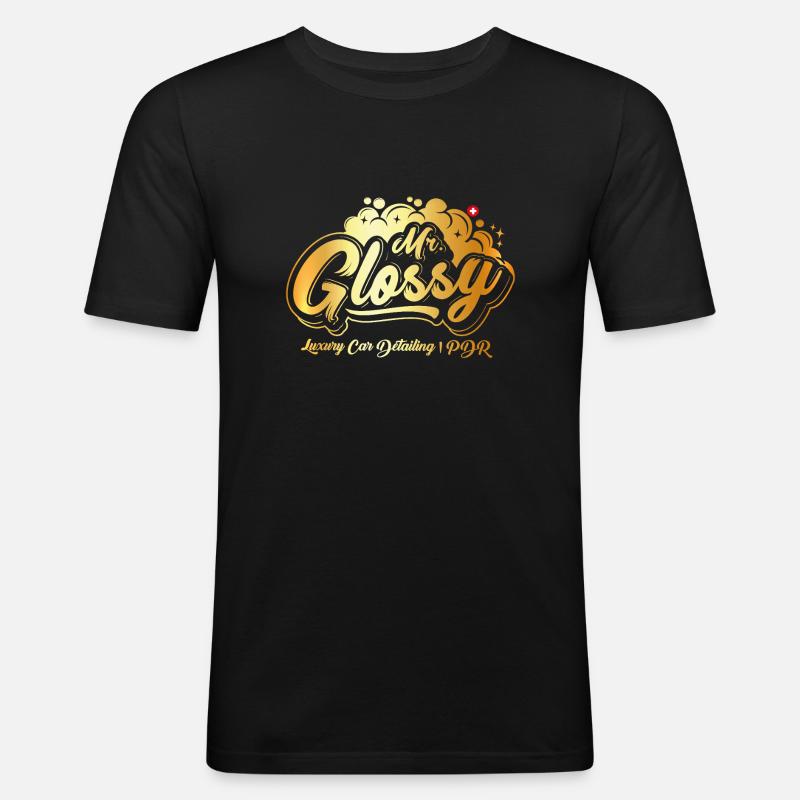 Mr. Glossy - Männer Slim Fit T-Shirt - Schwarz