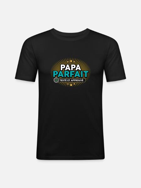 papa teste approuve - T-shirt près du corps Homme - noir