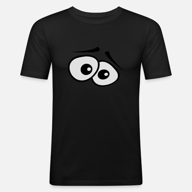 angstaugen_2c - Männer Slim Fit T-Shirt - Schwarz