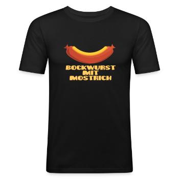 BockWurst (Mostrich Edition) - T-shirt près du corps Homme - noir - Devant - Nik (191cm)