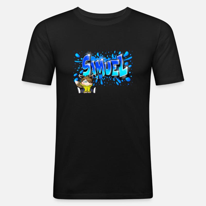 Graffiti Samuel Printable - Männer Slim Fit T-Shirt - Schwarz
