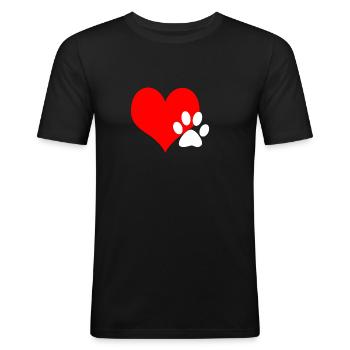 Heart paw - Men's Slim Fit T-Shirt - black - Front - Nik (191cm)