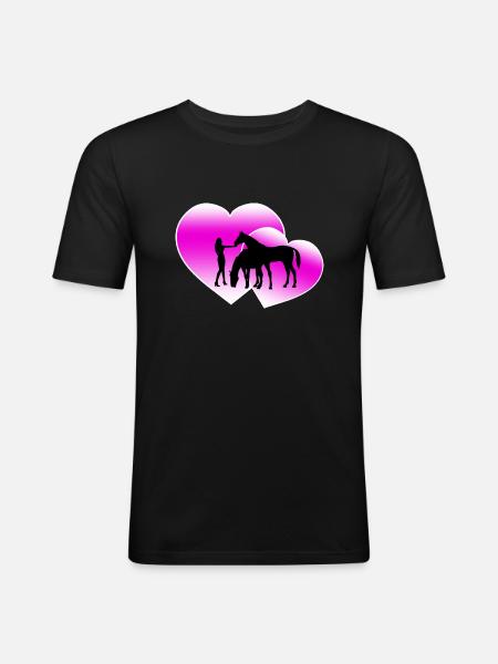 Pferde - Männer Slim Fit T-Shirt - Schwarz