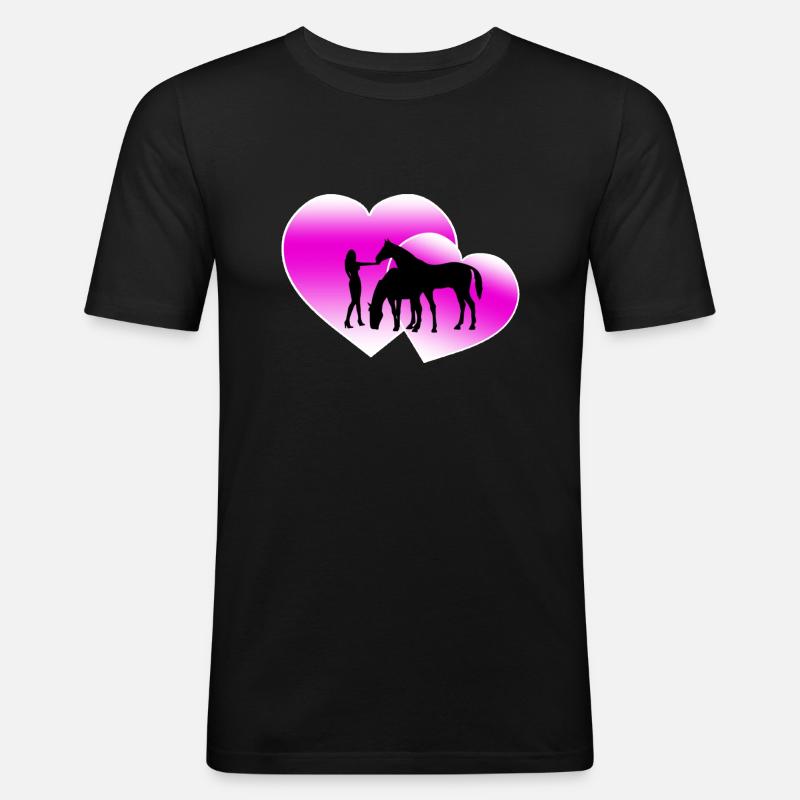 Pferde - Männer Slim Fit T-Shirt - Schwarz