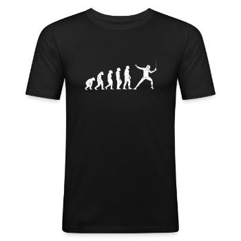 Fechter Evolution Fechten Entwicklung Ökologie - Männer Slim Fit T-Shirt - Schwarz - Vorne - Nik (191cm)
