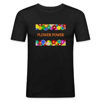 Flower Power - Men's Slim Fit T-Shirt - black - Front - Nik (191cm)