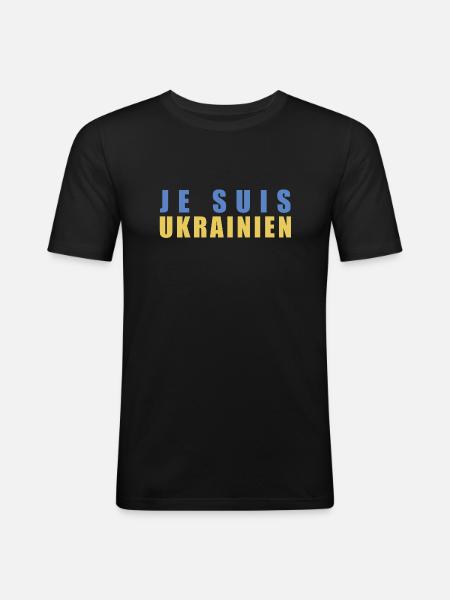 Je suis Ukrainien - Männer Slim Fit T-Shirt - Schwarz