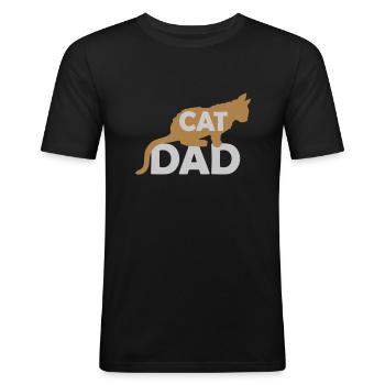Cat Dad Logo Design - Männer Slim Fit T-Shirt - Schwarz - Vorne - Nik (191cm)