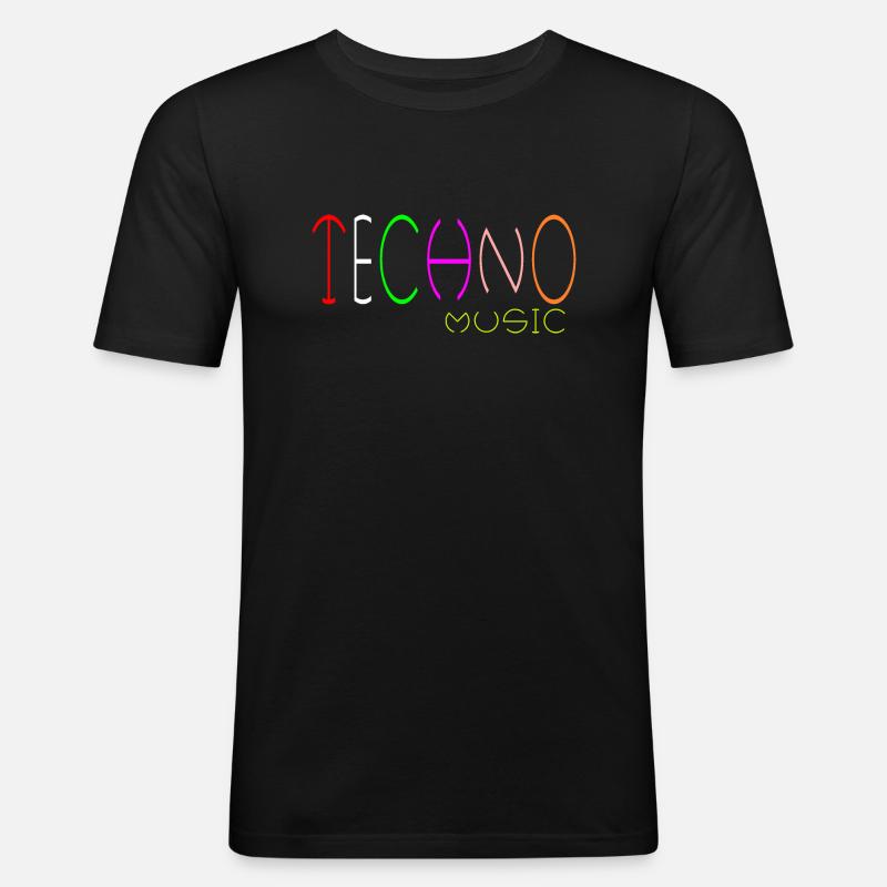 Techno-Musik - Männer Slim Fit T-Shirt - Schwarz