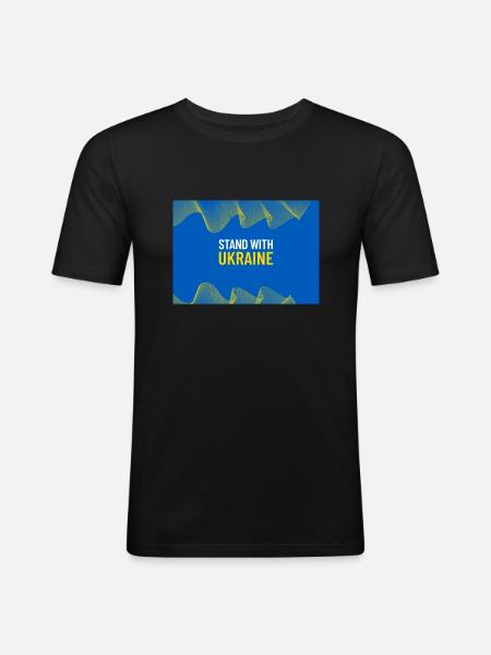 stand with ukraine - Men's Slim Fit T-Shirt - black