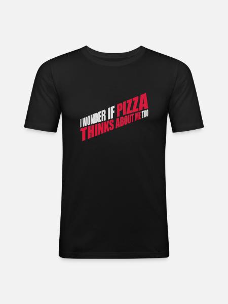 pizza thinks about me - Men's Slim Fit T-Shirt - black