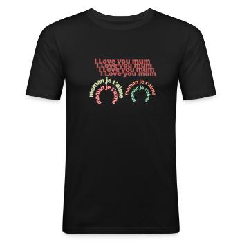 maman je t'aime - T-shirt près du corps Homme - noir - Devant - Nik (191cm)