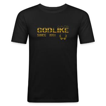 Godlike since 1991 - Männer Slim Fit T-Shirt - Schwarz - Vorne - Nik (191cm)