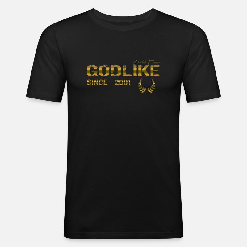 Godlike since 2001 - Männer Slim Fit T-Shirt - Schwarz