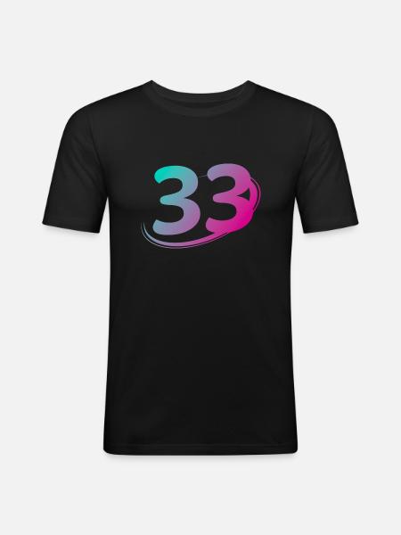 Nummer 33 mehrfarbig - Männer Slim Fit T-Shirt - Schwarz