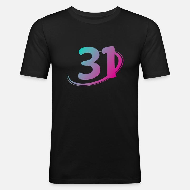 Nummer 31 mehrfarbig - Männer Slim Fit T-Shirt - Schwarz