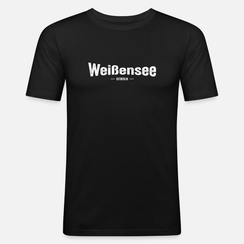 Weissensee Ostberlin - Männer Slim Fit T-Shirt - Schwarz