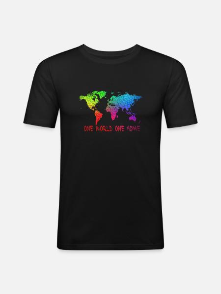 Un monde une maison - T-shirt près du corps Homme - noir