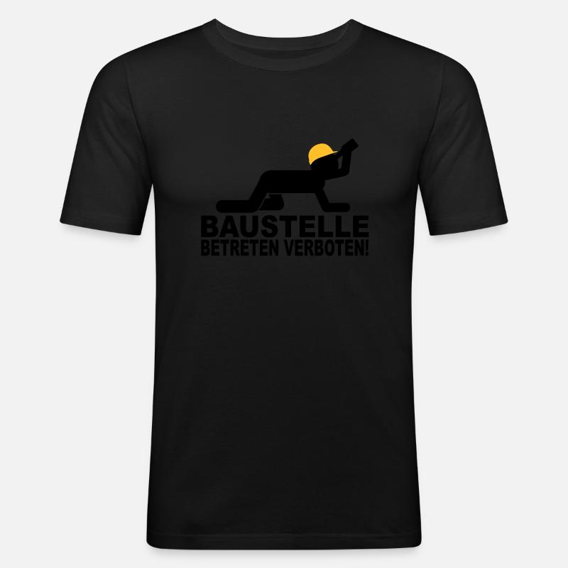 baustelle betreten verboten - Männer Slim Fit T-Shirt - Schwarz