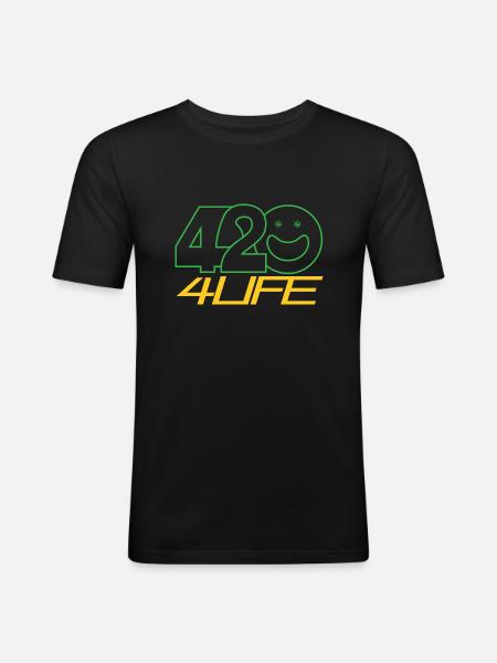420 FOR LIFE - Men's Slim Fit T-Shirt - black