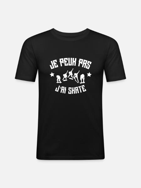 Je Peux Pas J'ai Skate - T-shirt près du corps Homme - noir
