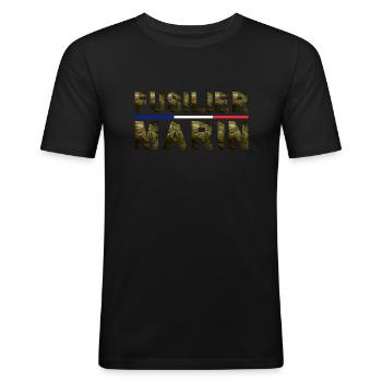 FUSILIER MARIN CAMOUFLAGE DRAPEAU - T-shirt près du corps Homme - noir - Devant - Nik (191cm)