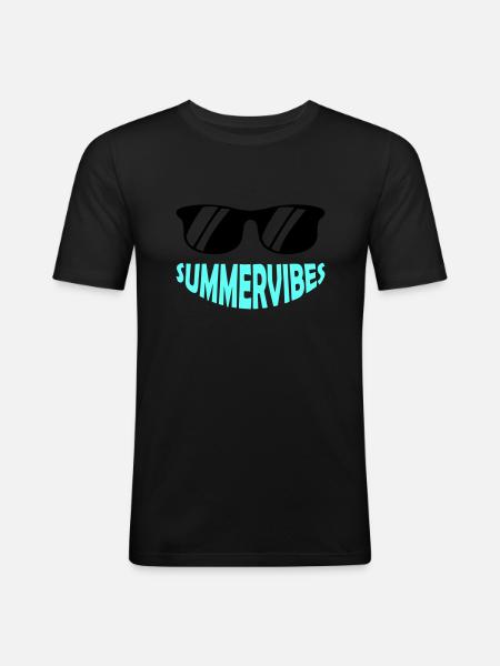 Summervibes Sonnenbrille - Männer Slim Fit T-Shirt - Schwarz