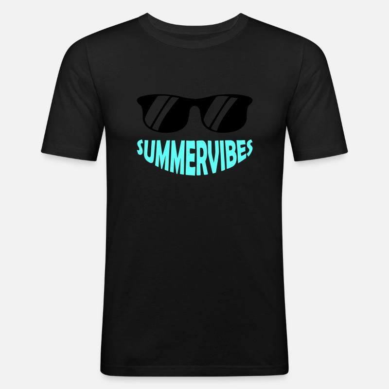 Summervibes Sonnenbrille - Männer Slim Fit T-Shirt - Schwarz