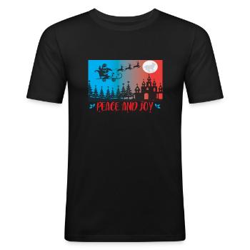 Paix et joie - T-shirt près du corps Homme - noir - Devant - Nik (191cm)