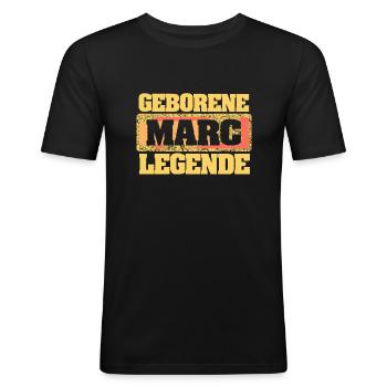 Geborene Legende als Marc - Männer Slim Fit T-Shirt - Schwarz - Vorne - Nik (191cm)