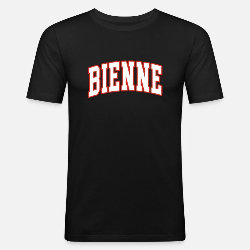 Bienne - Männer Slim Fit T-Shirt - Schwarz