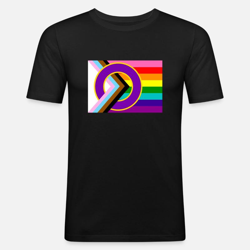 Progressive Pride-Flagge - Männer Slim Fit T-Shirt - Schwarz