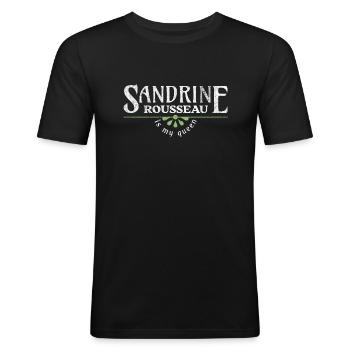 Sandrine Rousseau is my queen Humour politique - T-shirt près du corps Homme - noir - Devant - Nik (191cm)