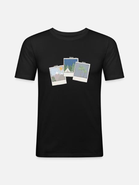 Bilder Trio - Männer Slim Fit T-Shirt - Schwarz