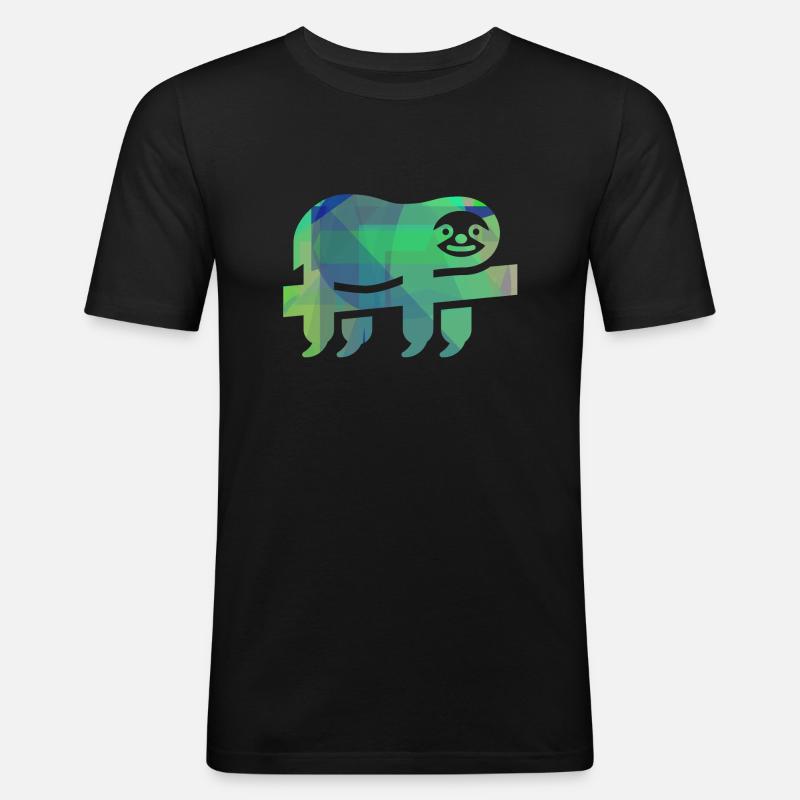 Faultier - Männer Slim Fit T-Shirt - Schwarz