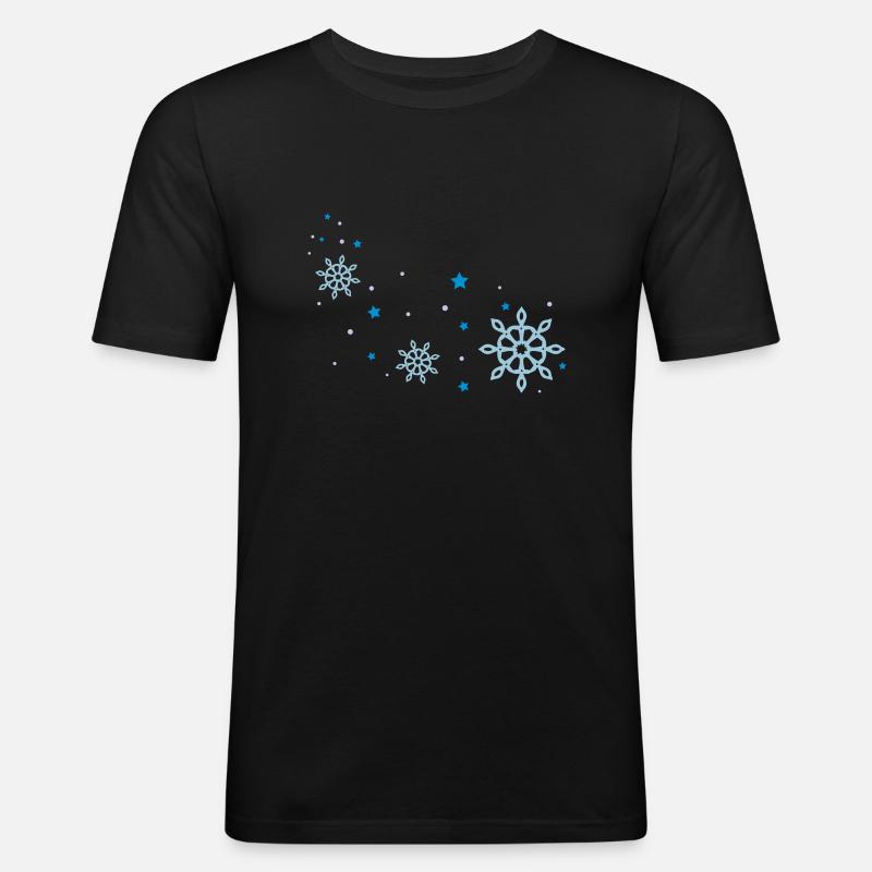 schneeflocken - Männer Slim Fit T-Shirt - Schwarz