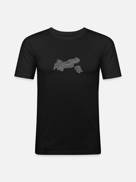 Tyrol Topography Map Mountains - Men's Slim Fit T-Shirt - black