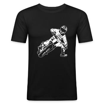 Flat Track Racer - Speedway - T-shirt près du corps Homme - noir - Devant - Nik (191cm)