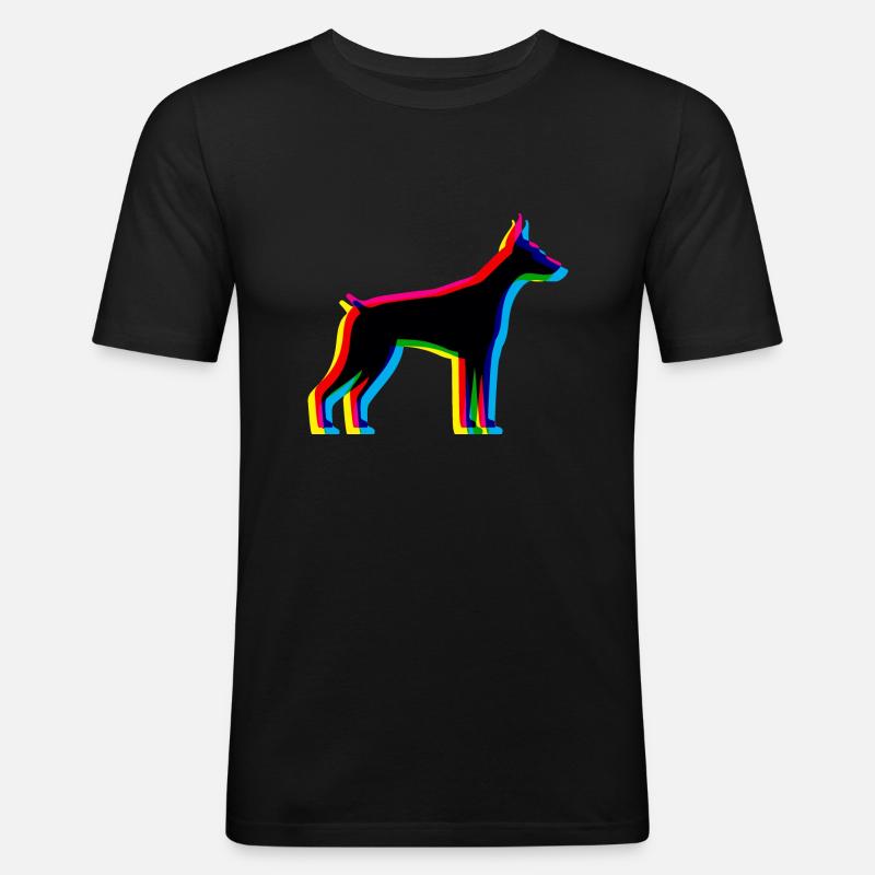 CMYK Dobermann - Männer Slim Fit T-Shirt - Schwarz