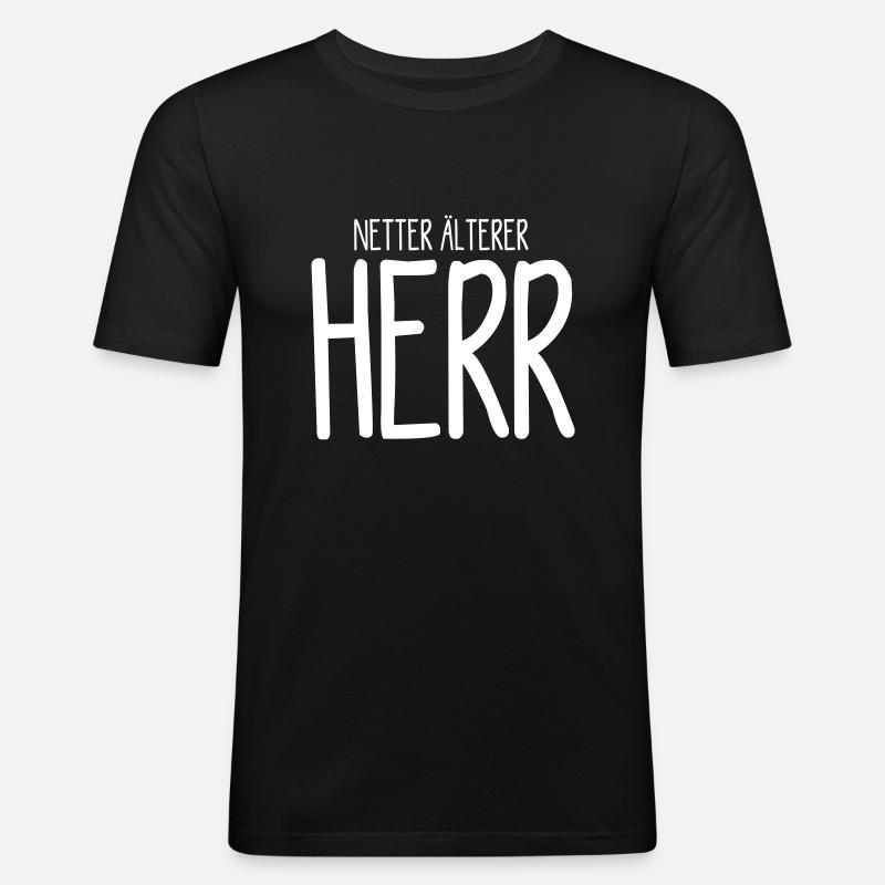 netter älterer Herr - Männer Slim Fit T-Shirt - Schwarz