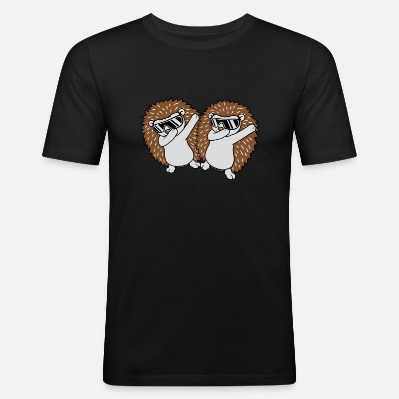 2 dabbing Igel Freunde - Männer Slim Fit T-Shirt - Schwarz