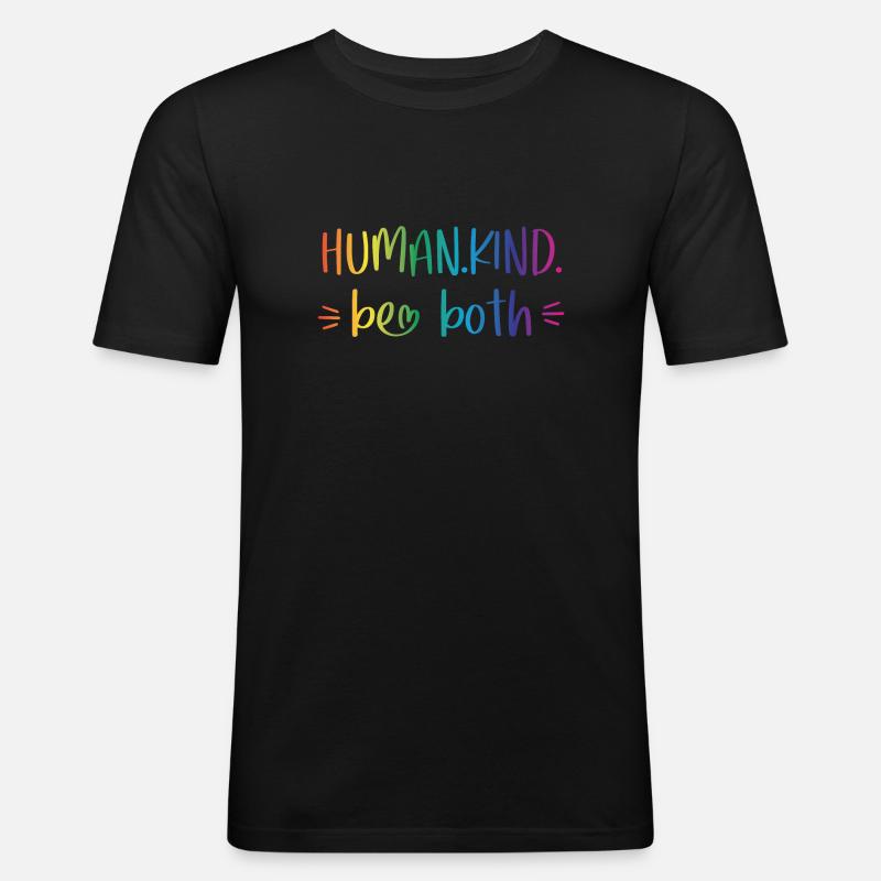 Human Kind - be both - Men's Slim Fit T-Shirt - black
