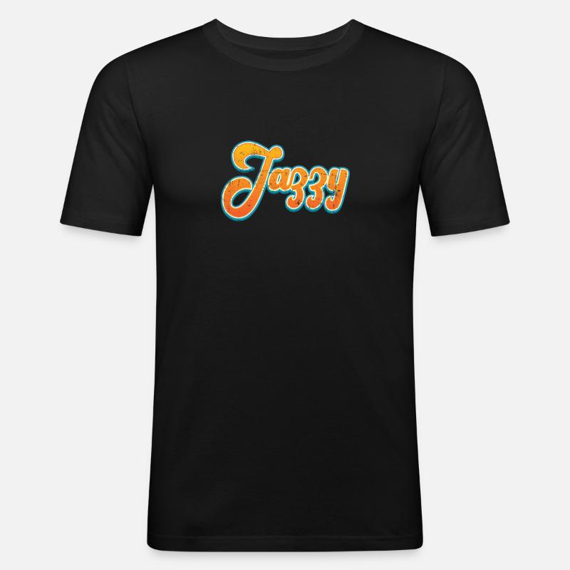 Jazzy Jazz - Männer Slim Fit T-Shirt - Schwarz